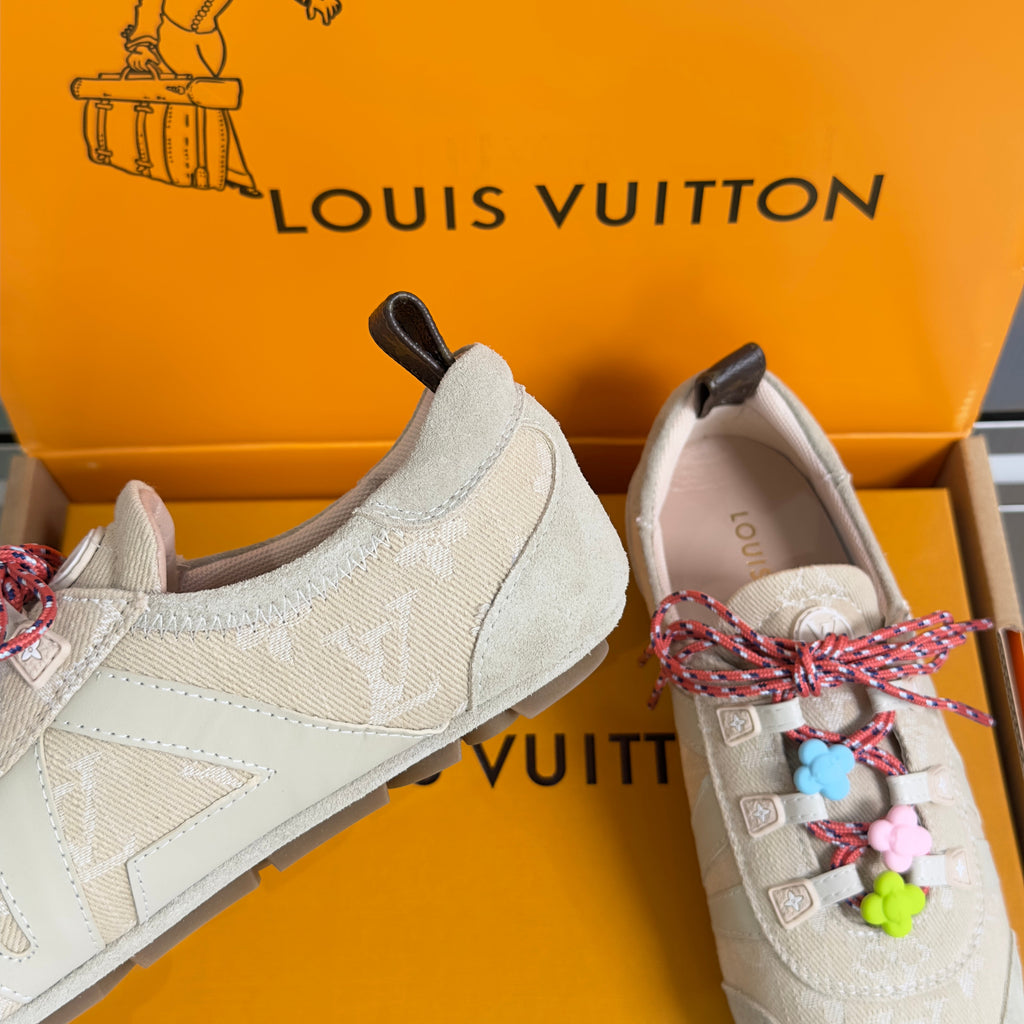 LV 26S SNEAKERINA SNEAKERS IN BEIGE MONOGRAM CANVAS AND SUEDE