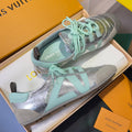 LV 26S SNEAKERINA SNEAKERS IN SILVER MINT GREEN CALFSKIN AND SUEDE