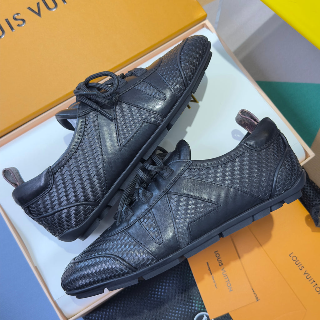 LV 26S SNEAKERINA SNEAKERS IN WOVEN BLACK CALFSKIN