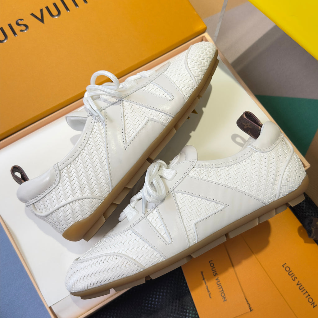 LV 26S SNEAKERINA SNEAKERS IN WOVEN WHITE CALFSKIN