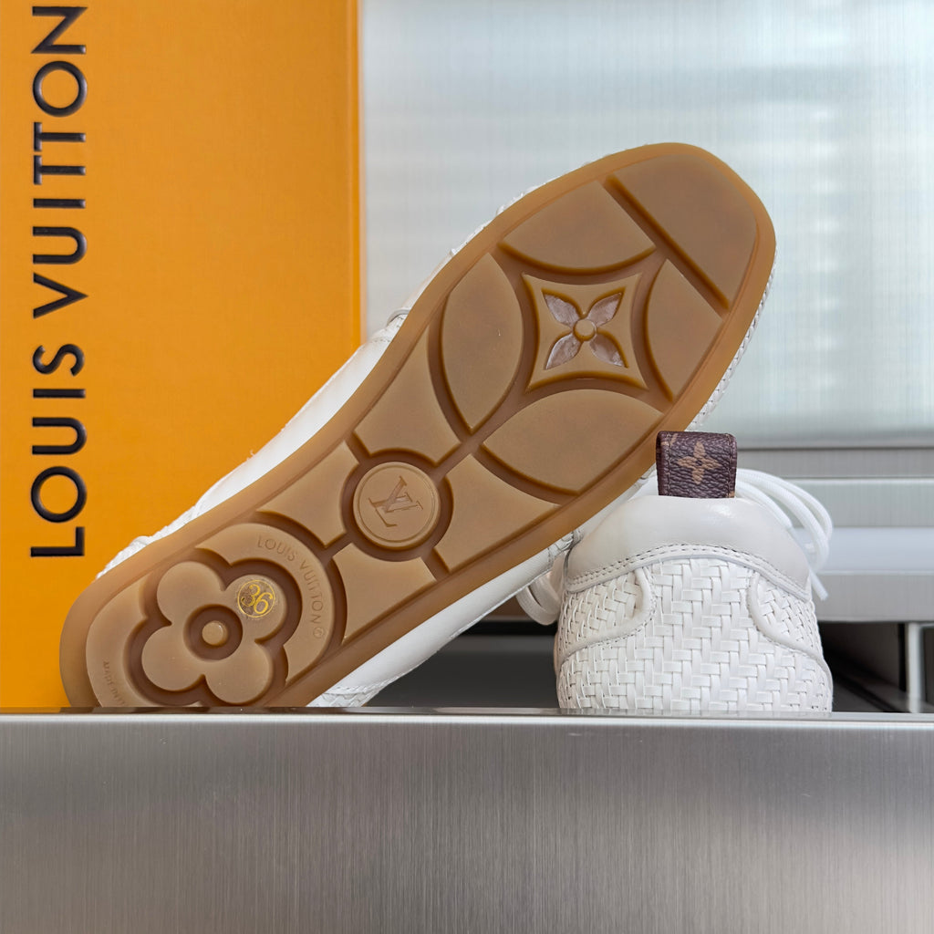 LV 26S SNEAKERINA SNEAKERS IN WOVEN WHITE CALFSKIN