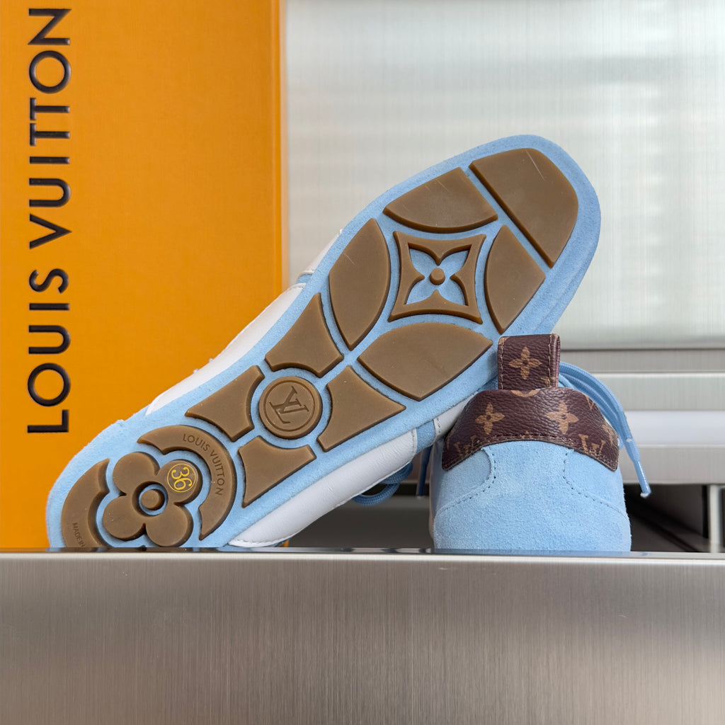 LV 26S SNEAKERINA SNEAKERS IN LIGHT BLUE SUEDE