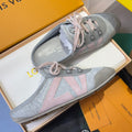 LV 26S SNEAKERINA OPEN BACK SNEAKERS IN GREY PINK FABRIC AND SUEDE
