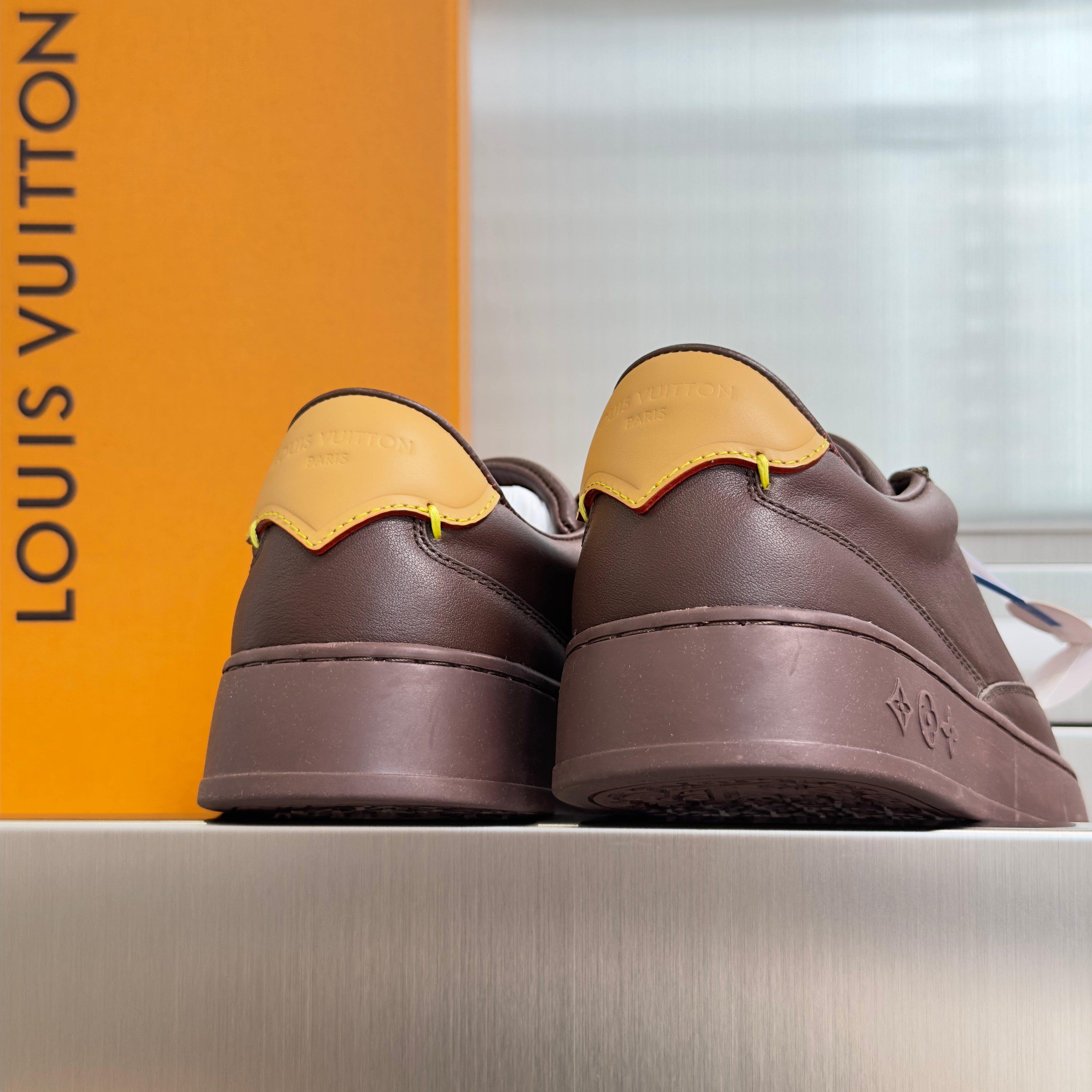 LV 26S LOW TOP SNEAKERS IN DARK BROWN CALFSKIN