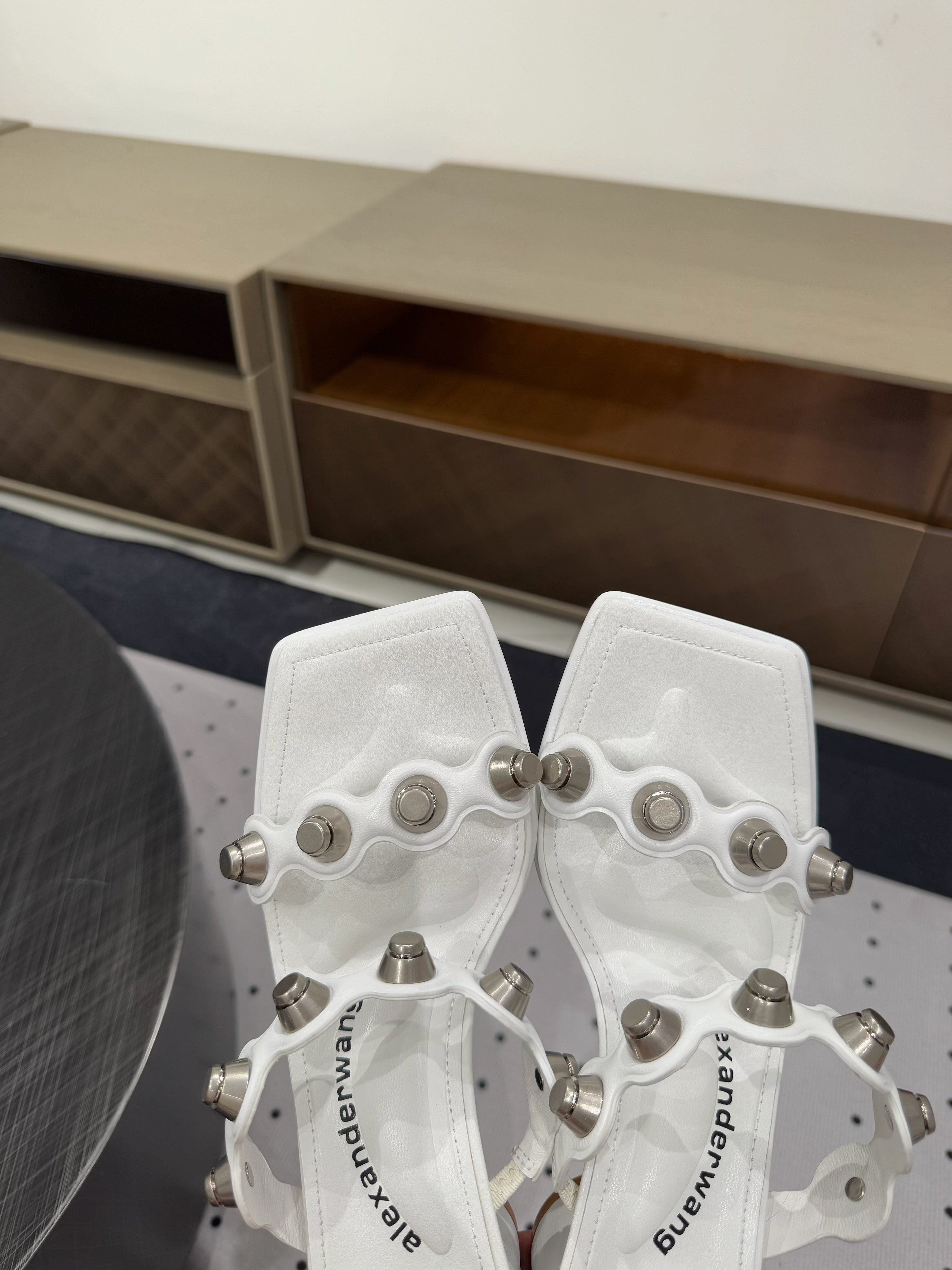 RIOT 65MM SANDAL IN WHITE LAMBSKIN