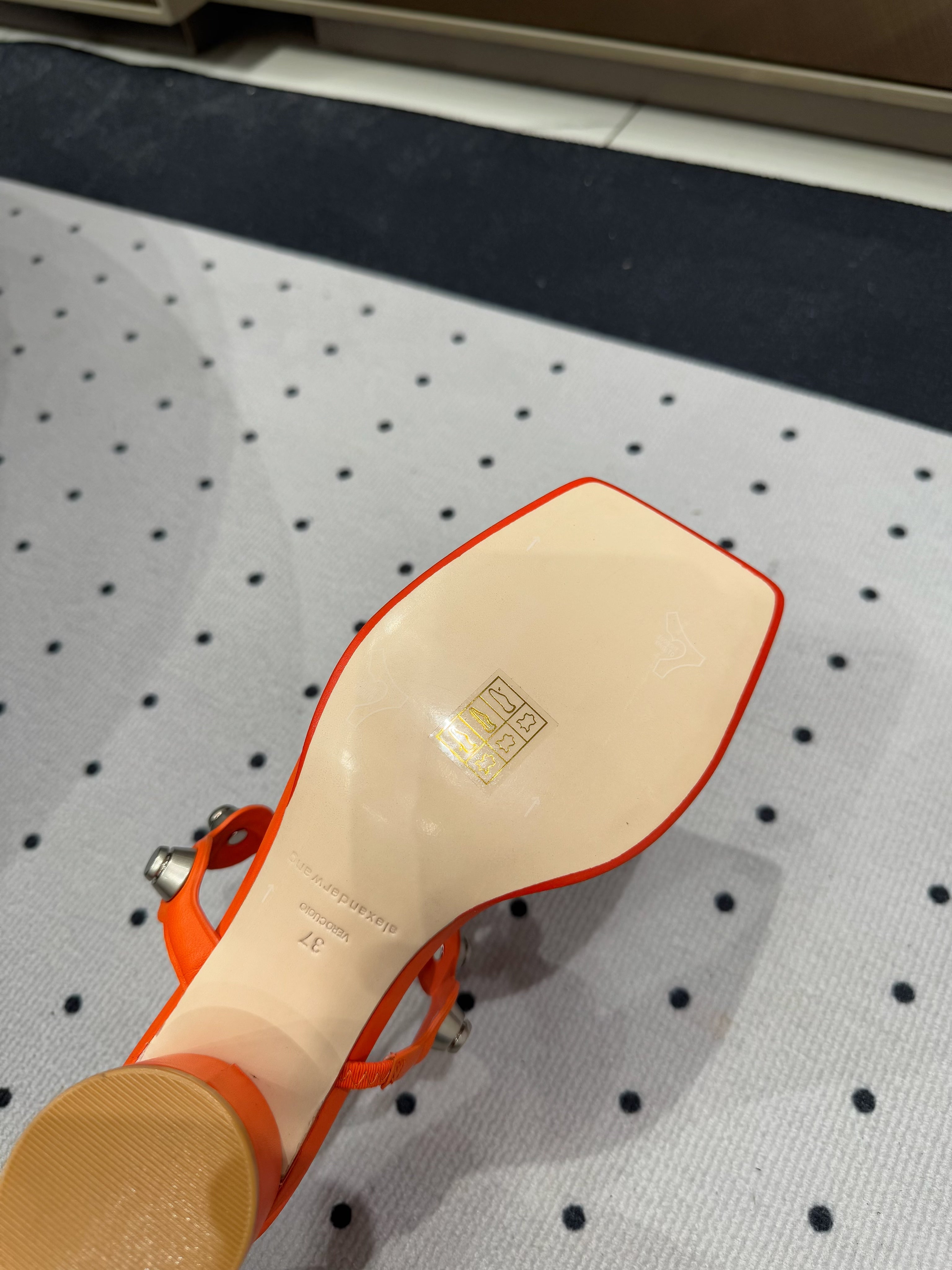 RIOT 65MM SANDAL IN FIRE ORANGE LAMBSKIN