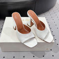 AMINA MUADDI LUPITA MULES IN WHITE CALFSKIN
