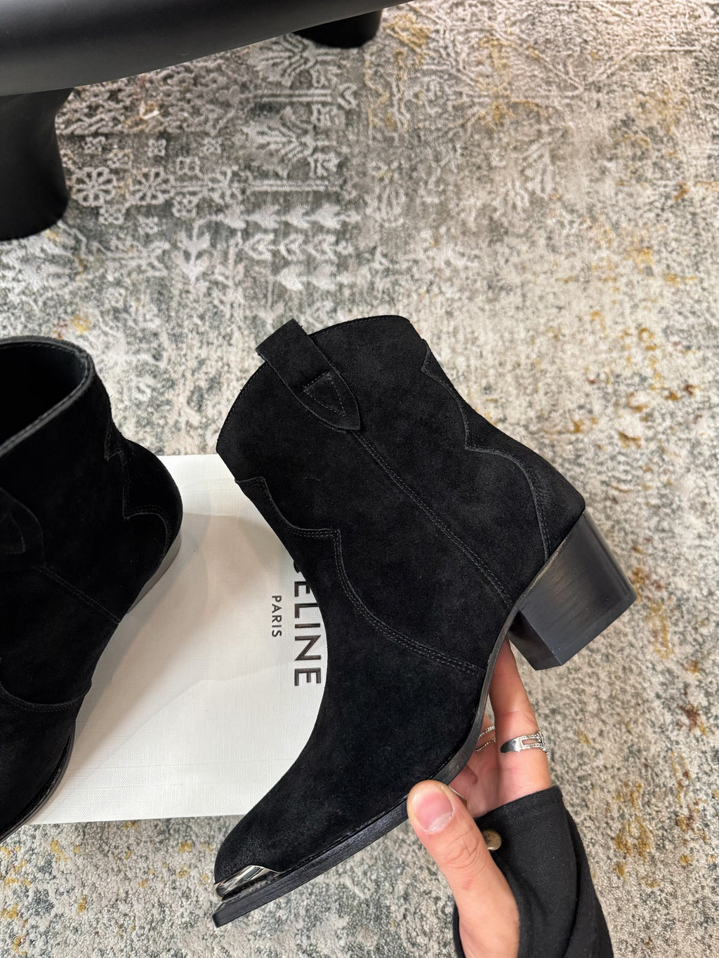 CELINE 26S ANKLE BOOTS 55 MM IN BLACK SUEDE