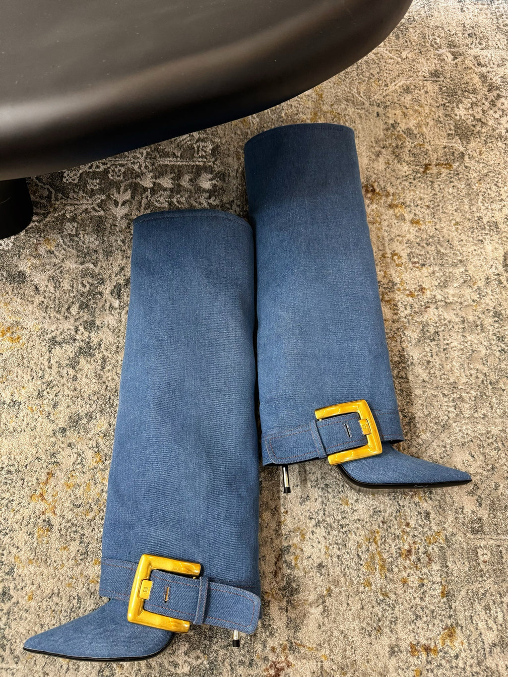 BALMAIN 26S BOOT 85 MM IN BLUE DENIM