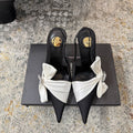 YSL 26S HEELED SLINGBACKS 100 MM IN BLACK AND WHITE SILK