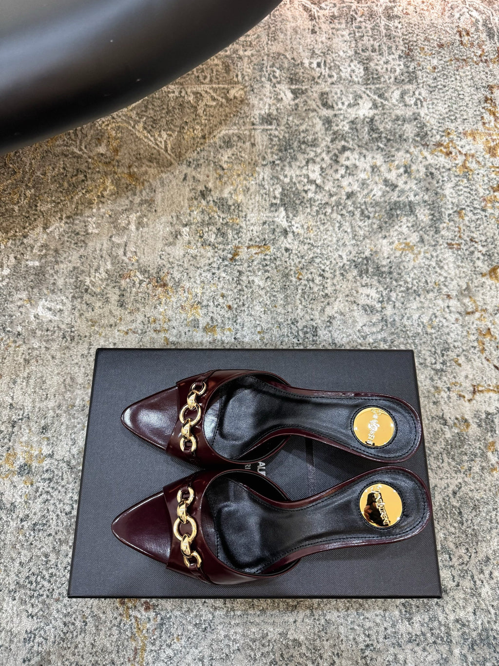 YSL 26S POINTED TOE HIGH HEEL SANDALS 65 MM DARK RED SHINY CALFSKIN