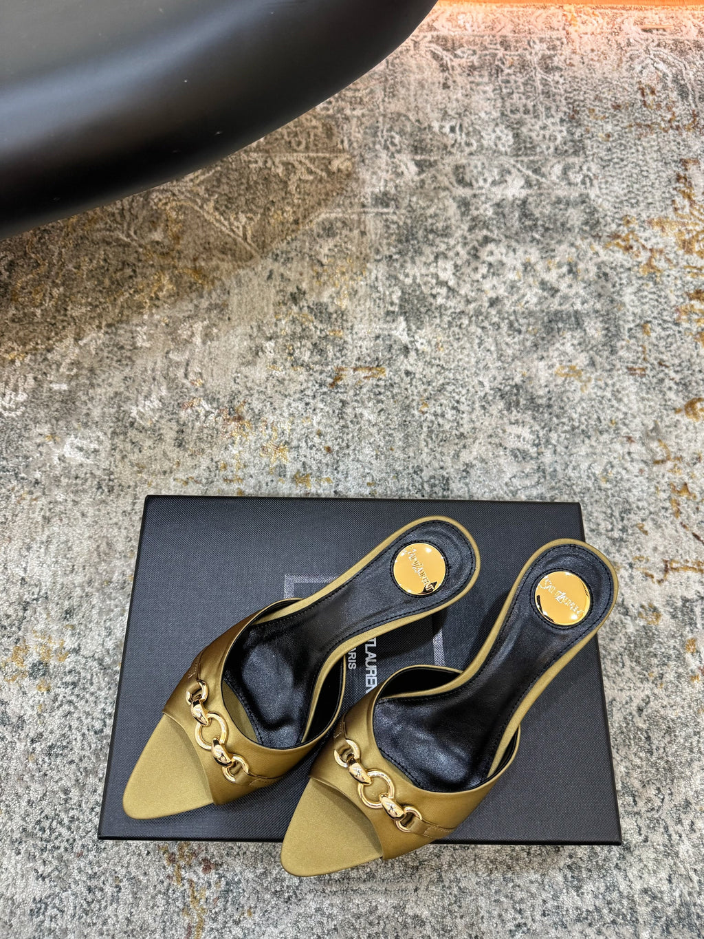 YSL 26S POINTED TOE HIGH HEEL SANDALS 65 MM IN OLIVE GREEN FABRIC