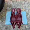 PRADA 26S POINTED TOE LACE UP SLINGBACK PUMPS 55MM IN BURGUNDY RED SUEDE