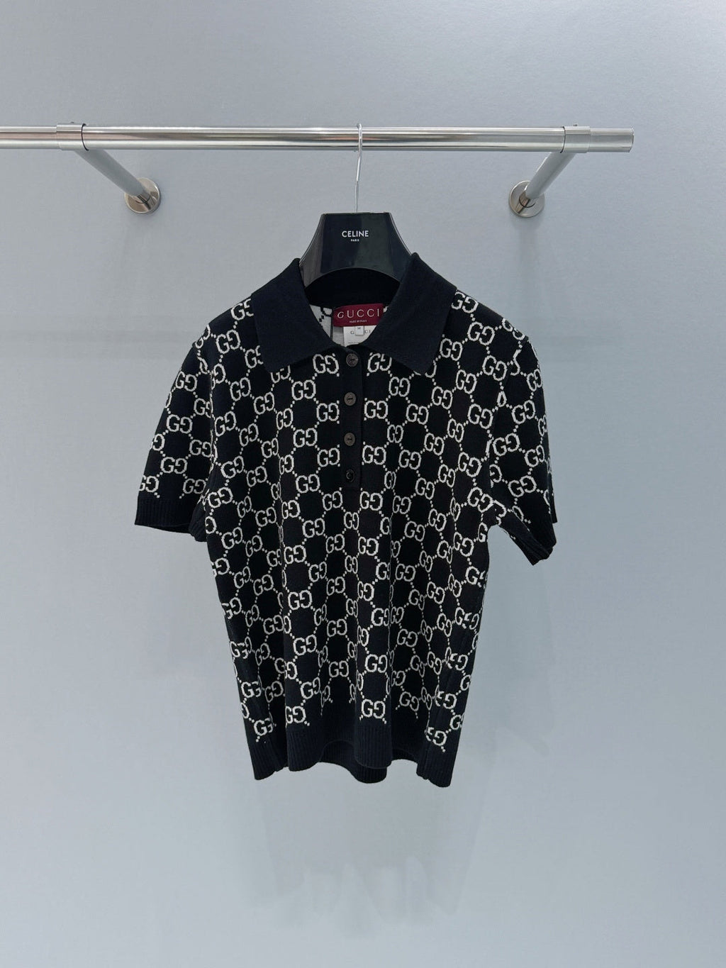 GUCCI 26S SHORT-SLEEVE KNIT POLO SHIRT 248
