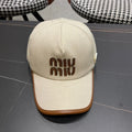 MIUMIU BASEBALL CAP IN LIGHT BEIGE FABRIC AND CALFSKIN