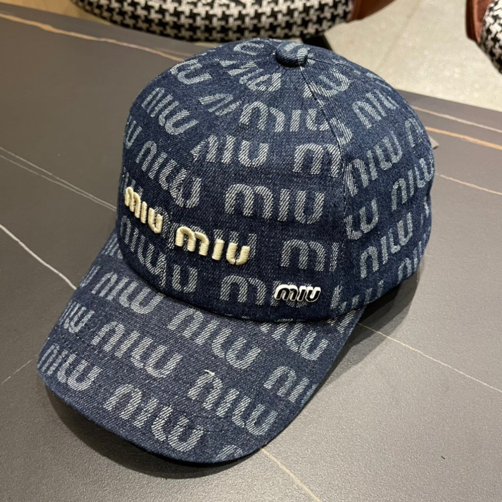 MIUMIU BASEBALL CAP IN BLUE DENIM