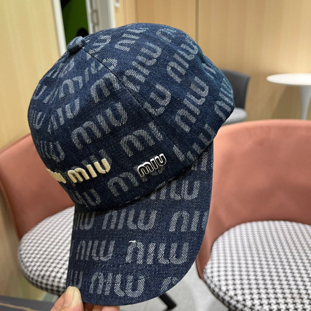 MIUMIU BASEBALL CAP IN BLUE DENIM