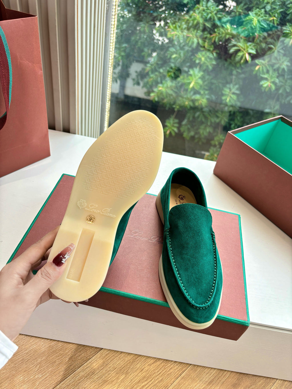 LP LOAFERS 25S IN TEAL GREEN CASHMERE