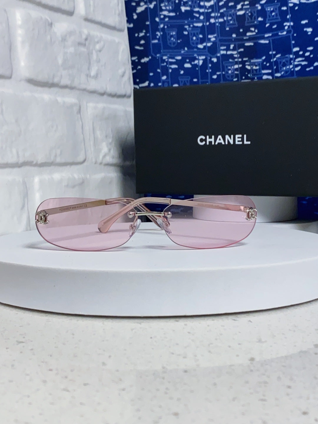 CHANEL RECTANGLE SUNGLASSES PINK IN METAL 948114