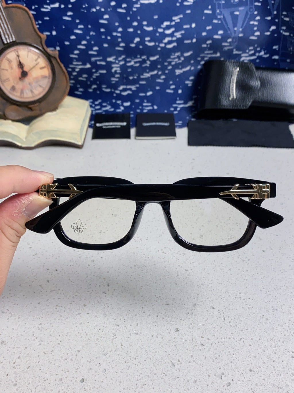 CHROME HEARTS SUNGLASSES IN BLACK ACETATE 837126