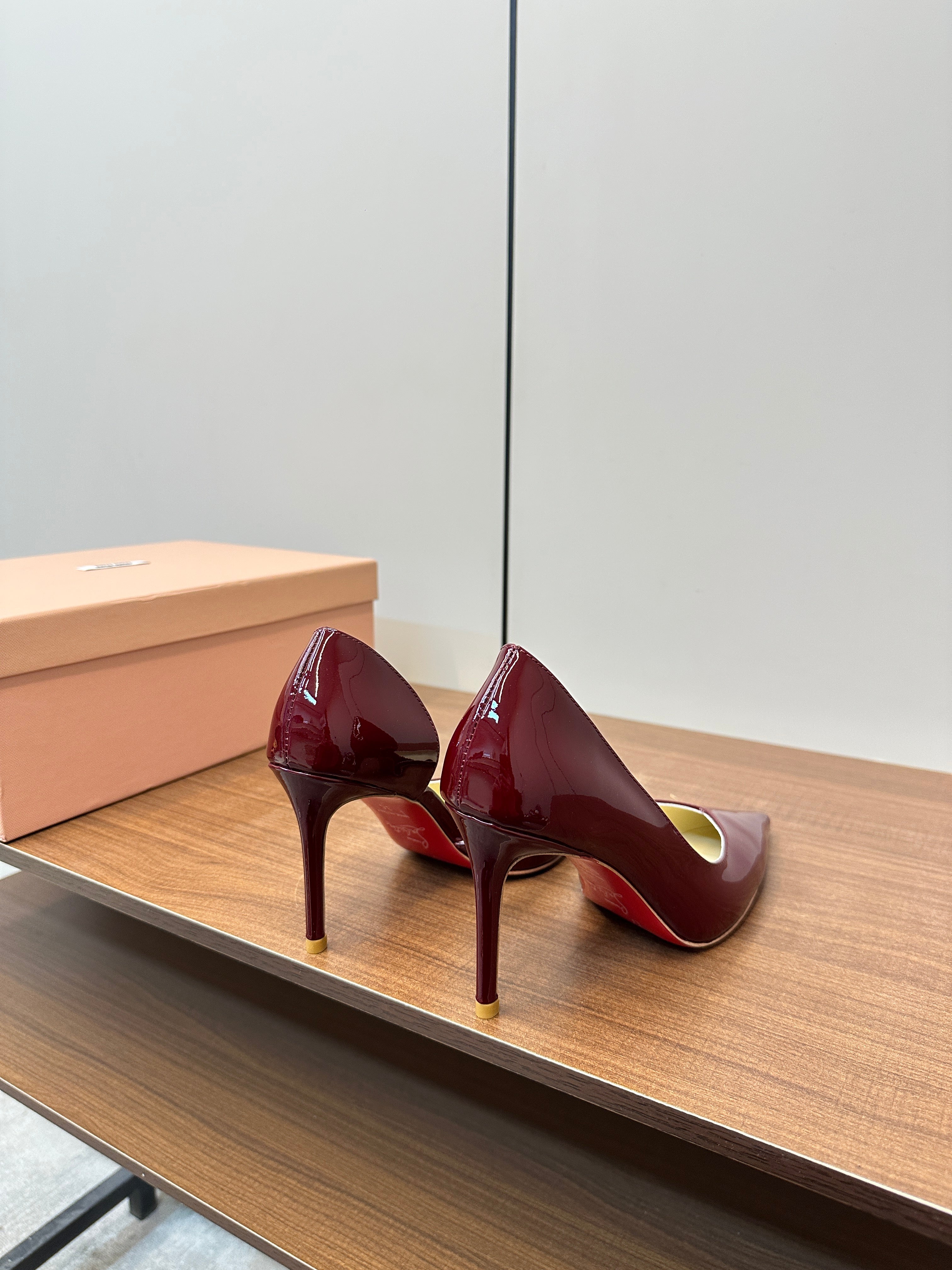 IRIZA PUMPS 85MM IN BURGUNDY PATENT CALFSKIN