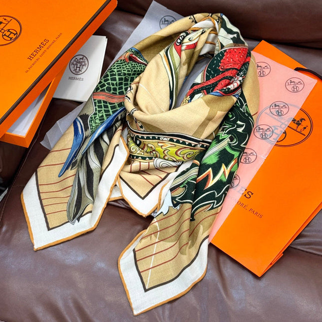 HERMES 25S SCARF 140 IN SILK CASHMERE 989487