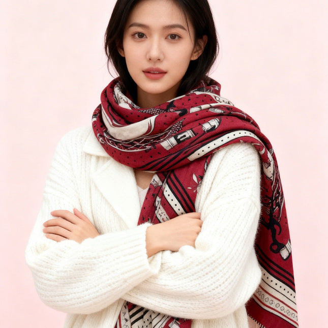HERMES 25S SCARF 140 IN SILK CASHMERE 991679