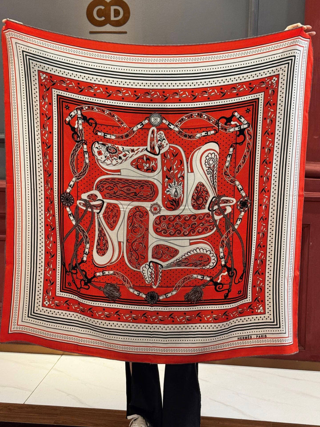HERMES 25S SCARF 140 IN SILK CASHMERE 991680