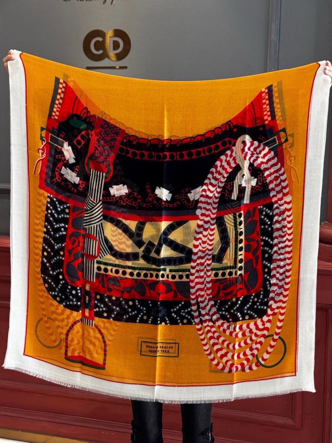 HERMES 26S LONG SCARF 200 IN CASHMERE AND SILK 306083