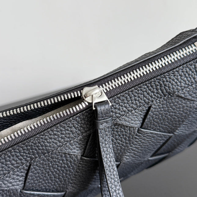 BOTTEGA VENETA 25S DIAGO 25 IN DARK OLIVE GRAY CALFSKIN SILVER HARDWARE