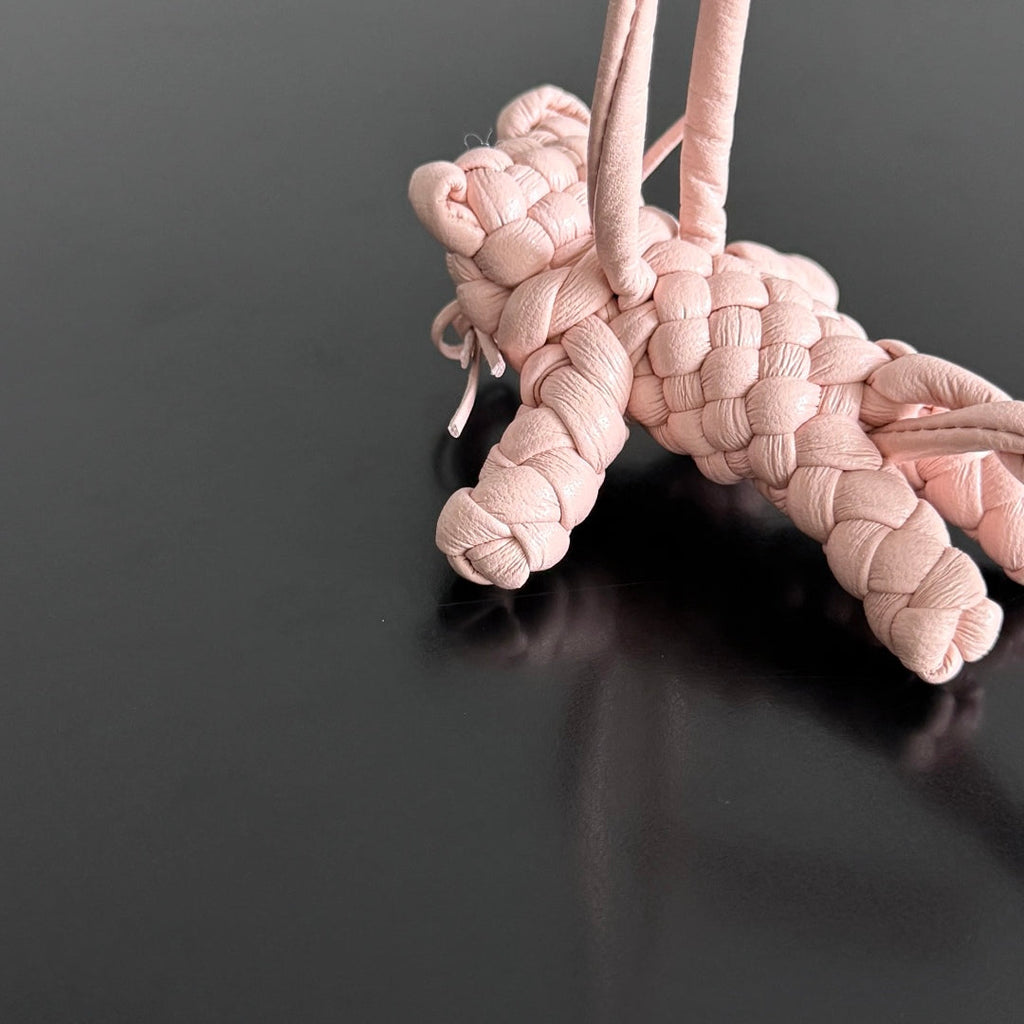 BOTTEGA VENETA 25S CAT CHARM IN LIGHT PINK CALFSKIN