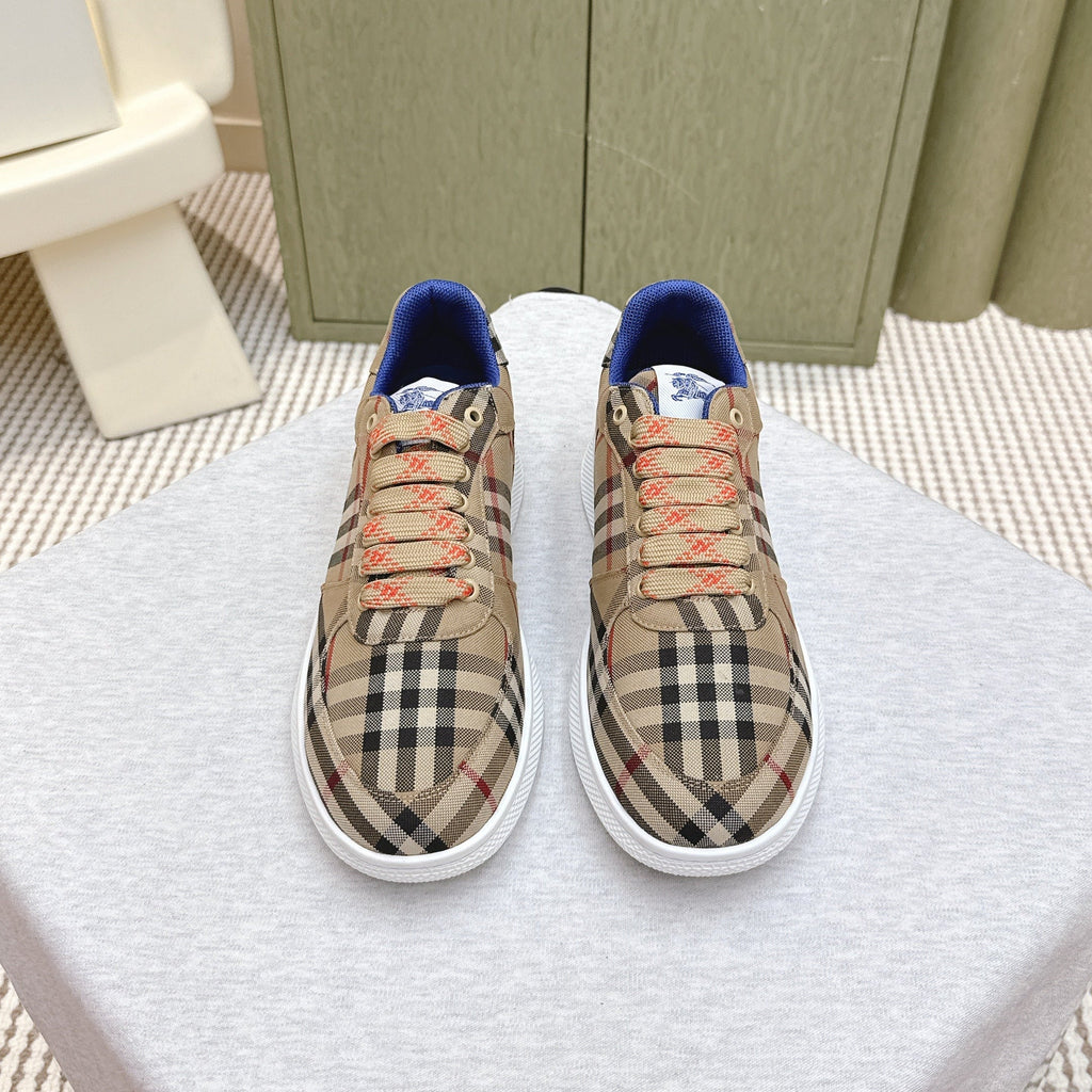 BURBERRY 26S PLAID TERRACE SNEAKERS IN LIGHT BROWN CANVAS STYLE 13