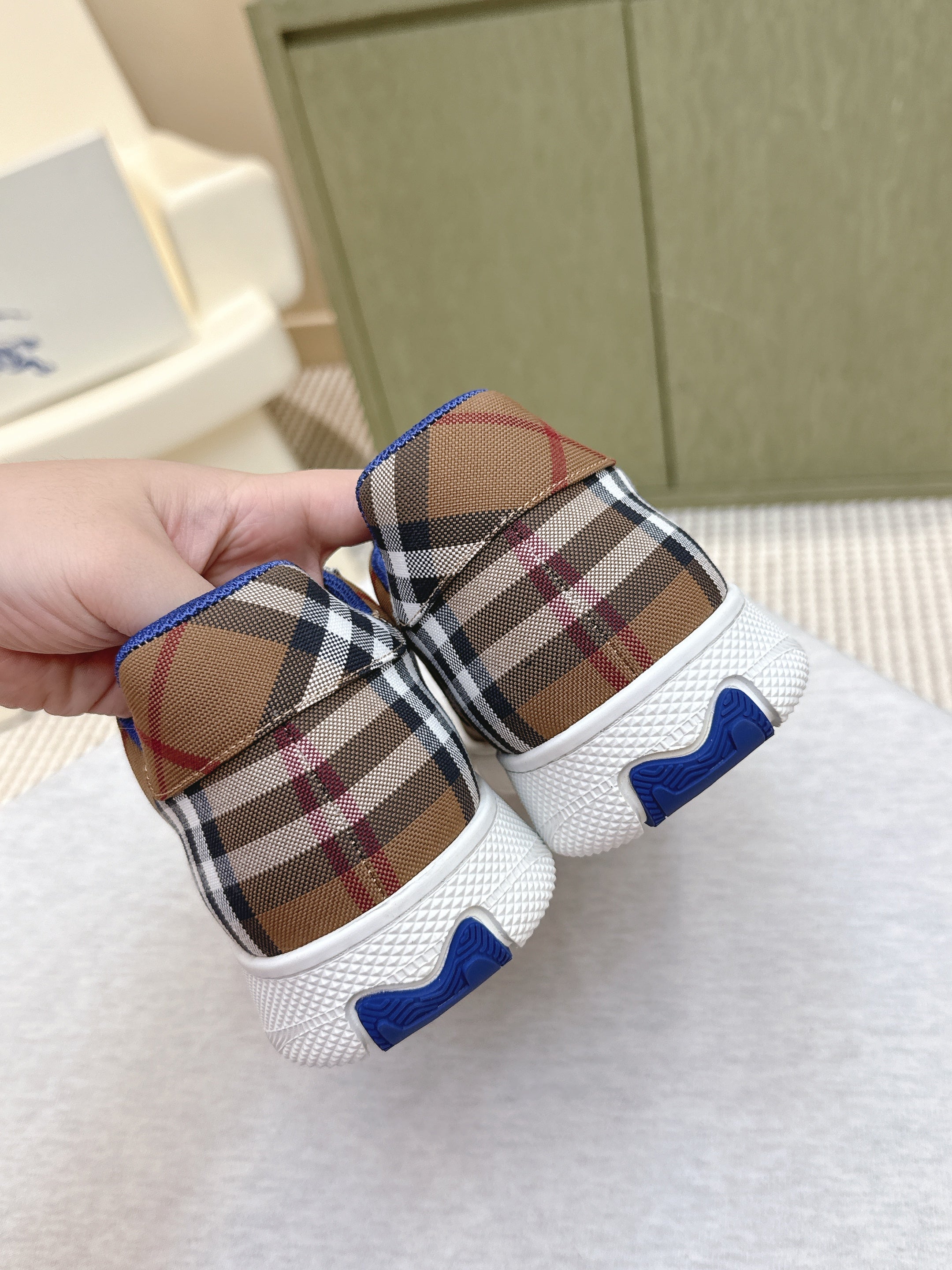 BURBERRY 26S PLAID TERRACE SNEAKERS IN BROWN CANVAS STYLE 12
