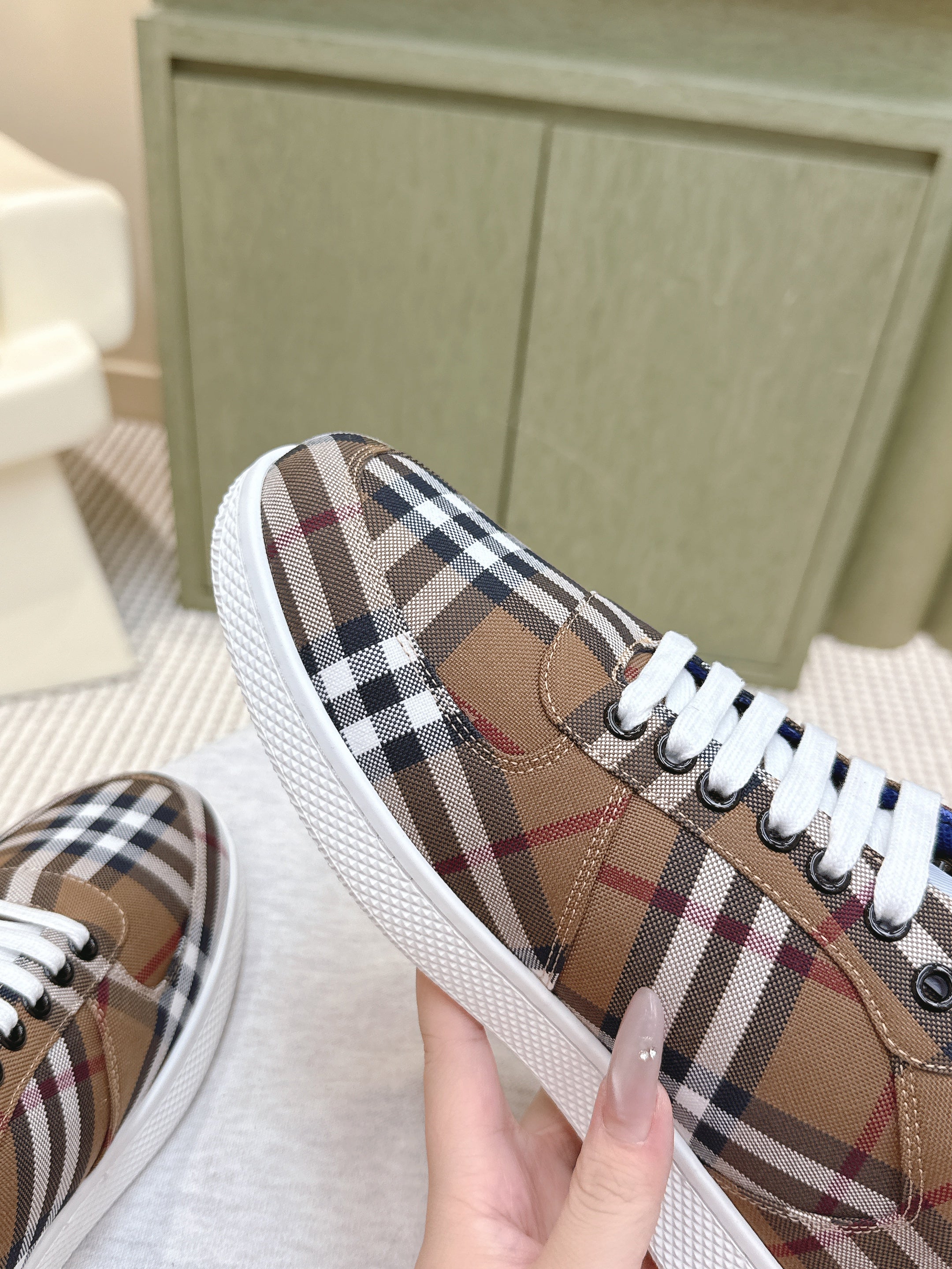 BURBERRY 26S PLAID TERRACE SNEAKERS IN BROWN CANVAS STYLE 12