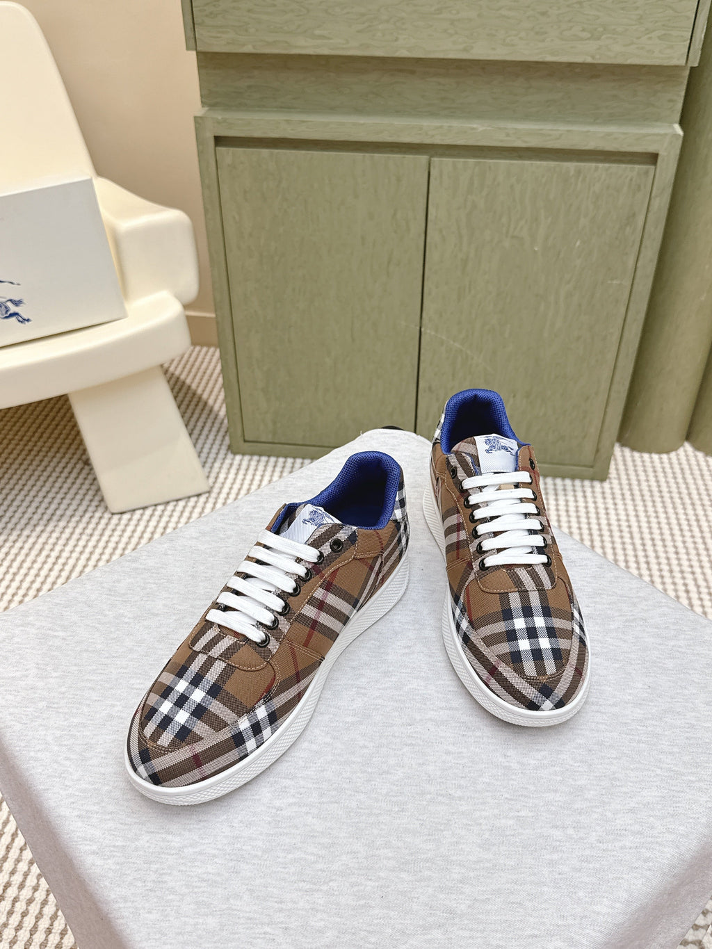 BURBERRY 26S PLAID TERRACE SNEAKERS IN BROWN CANVAS STYLE 12