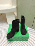 BOTTEGA VENETA 26S INTRECCIATO BOOTS 70 MM IN BLACK SUEDE