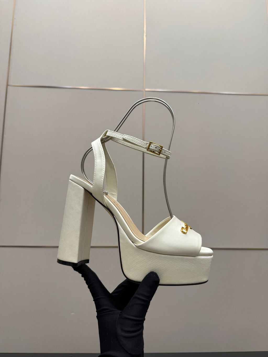 DIOR 26S HIGH HEEL SANDALS 120 MM IN WHITE SATIN