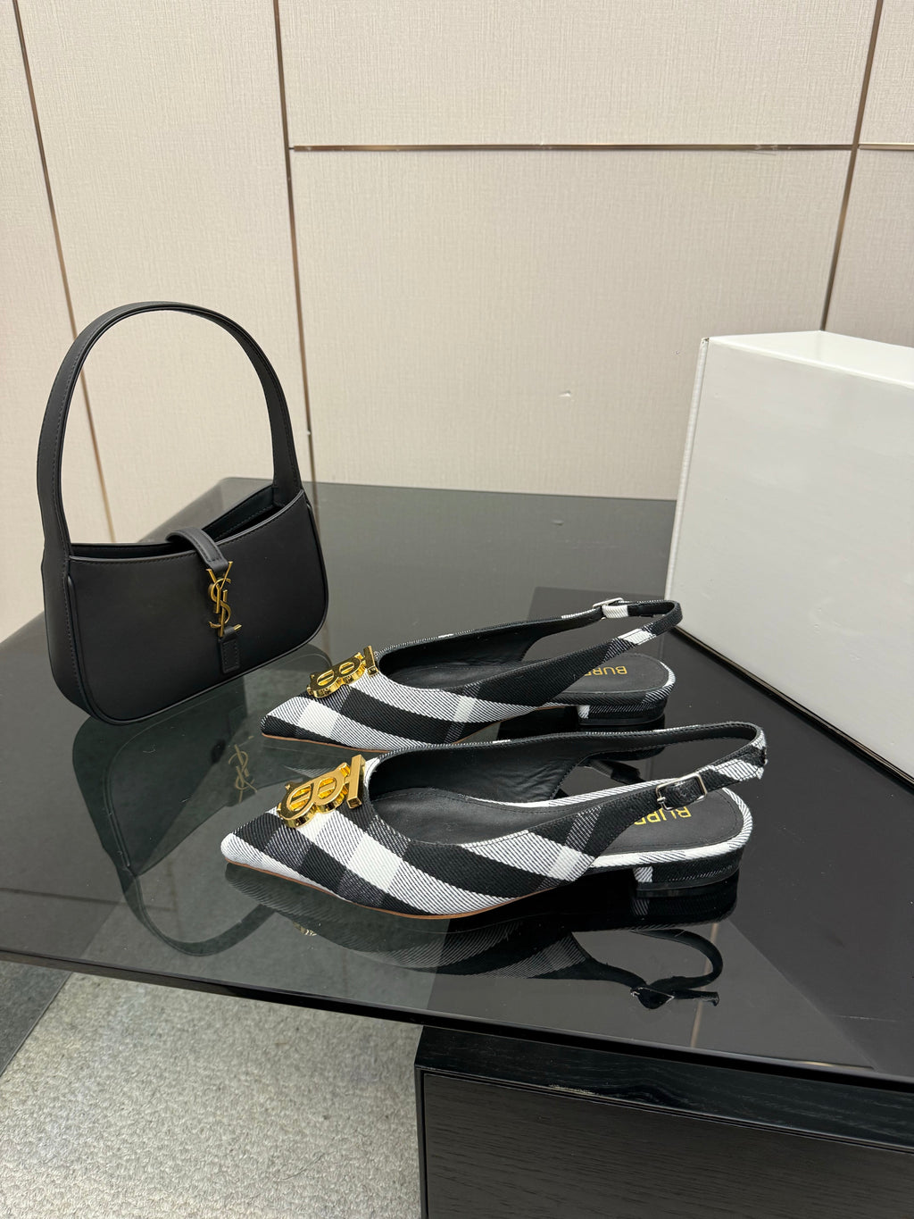 BURBERRY 26S SLINGBACK IN STRIPED COLOR COORDINATION FABRIC STYLE 8