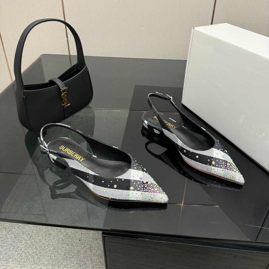 BURBERRY 26S SLINGBACK IN STRIPED COLOR COORDINATION FABRIC STYLE 3