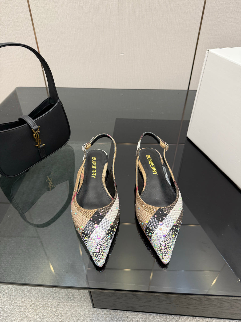 BURBERRY 26S SLINGBACK IN STRIPED COLOR COORDINATION FABRIC