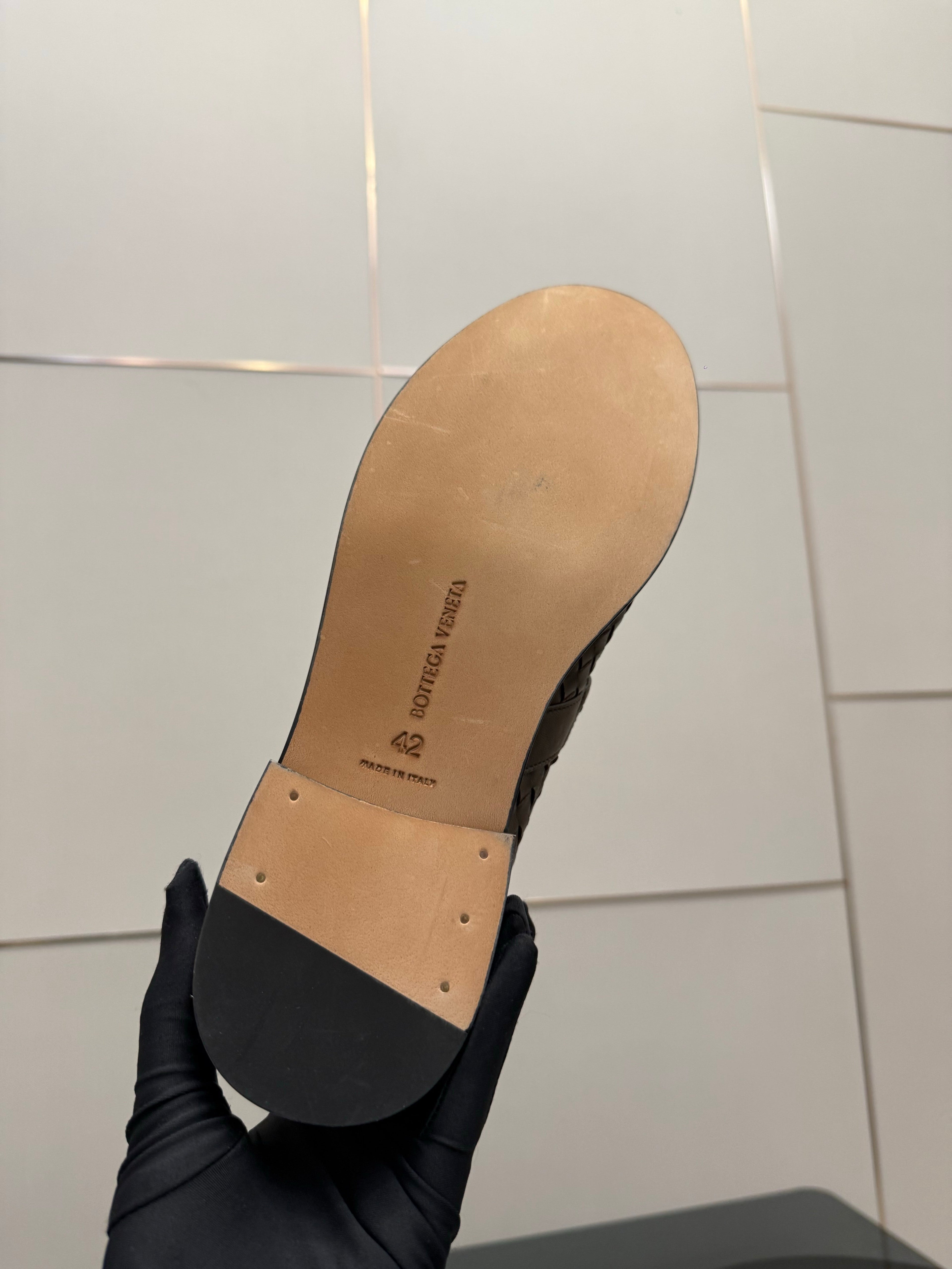 BOTTEGA VENETA 26S LOAFERS IN BROWN TECHNICAL WOVEN CALFSKIN