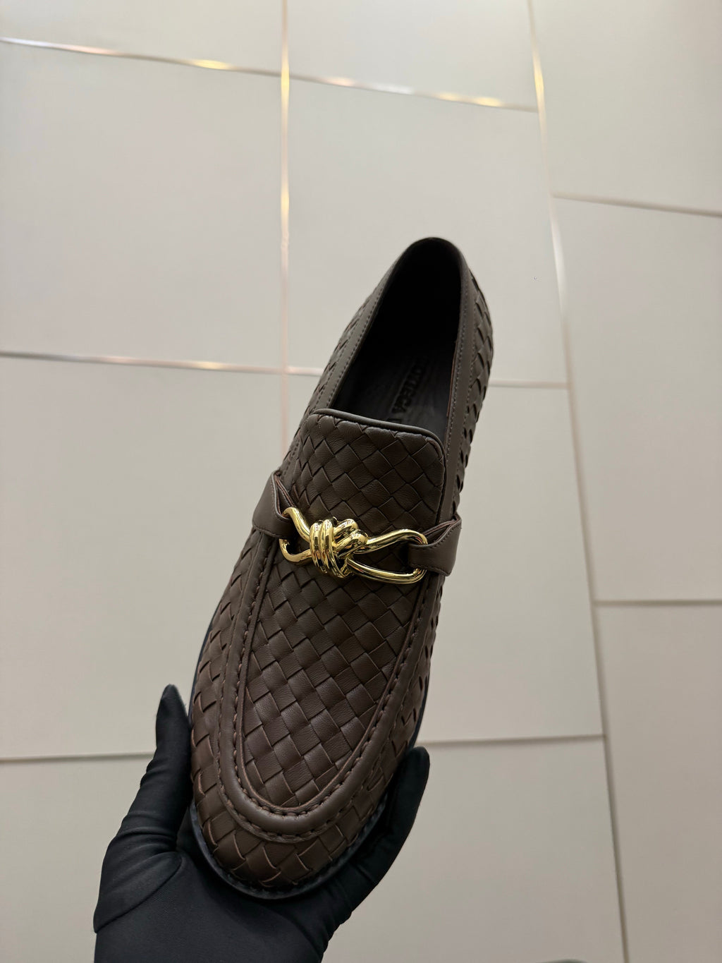 BOTTEGA VENETA 26S LOAFERS IN BROWN TECHNICAL WOVEN CALFSKIN STYLE 3