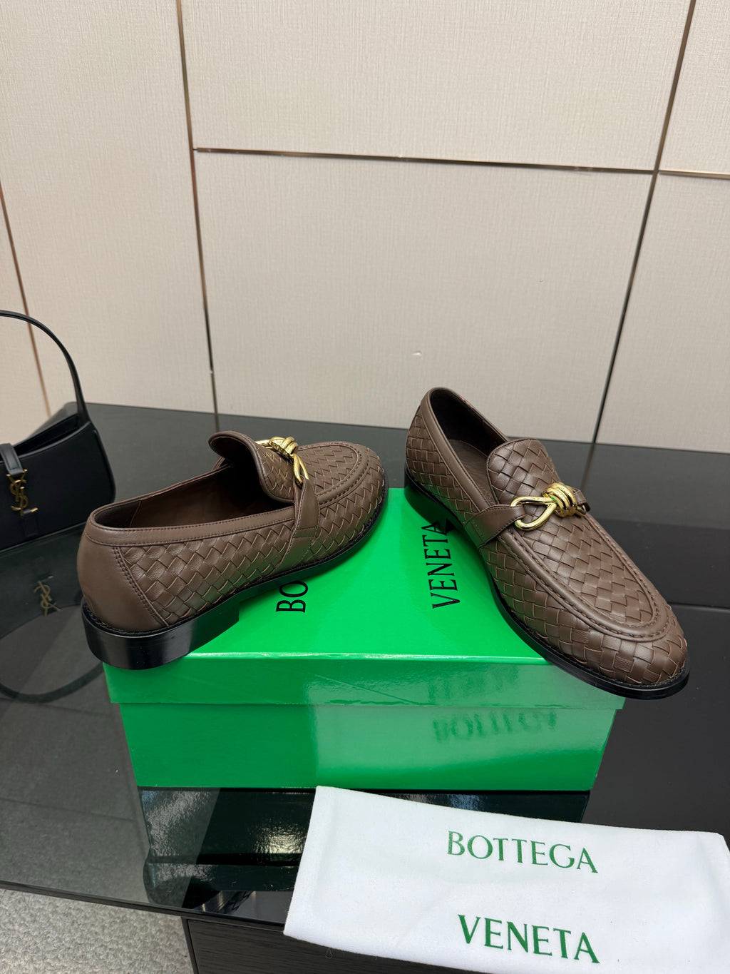 BOTTEGA VENETA 26S LOAFERS IN BROWN TECHNICAL WOVEN CALFSKIN STYLE 3