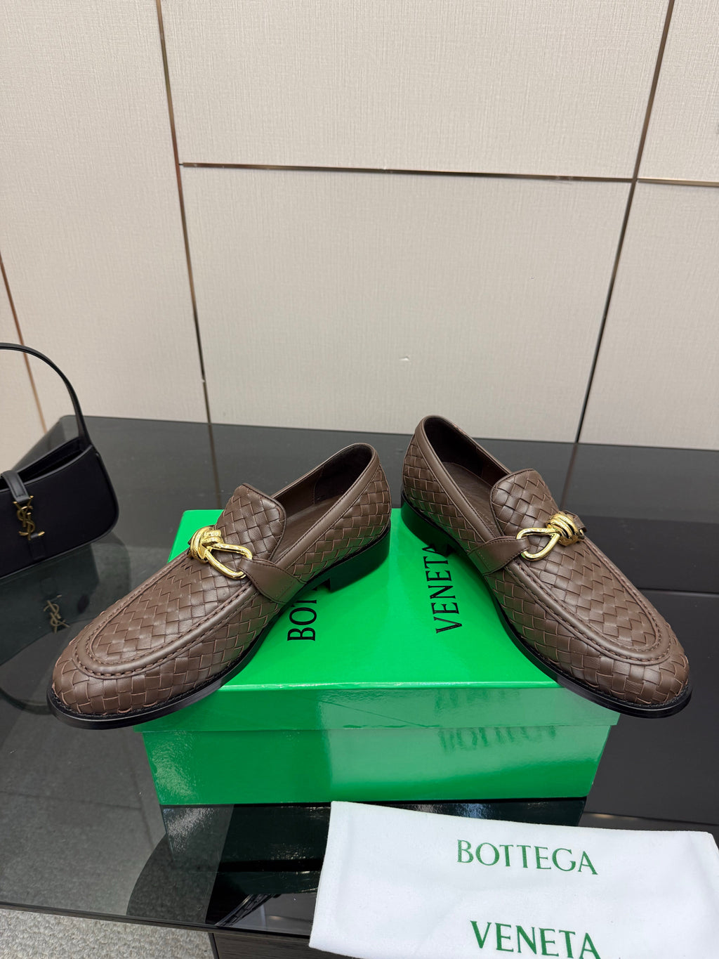 BOTTEGA VENETA 26S LOAFERS IN BROWN TECHNICAL WOVEN CALFSKIN STYLE 3