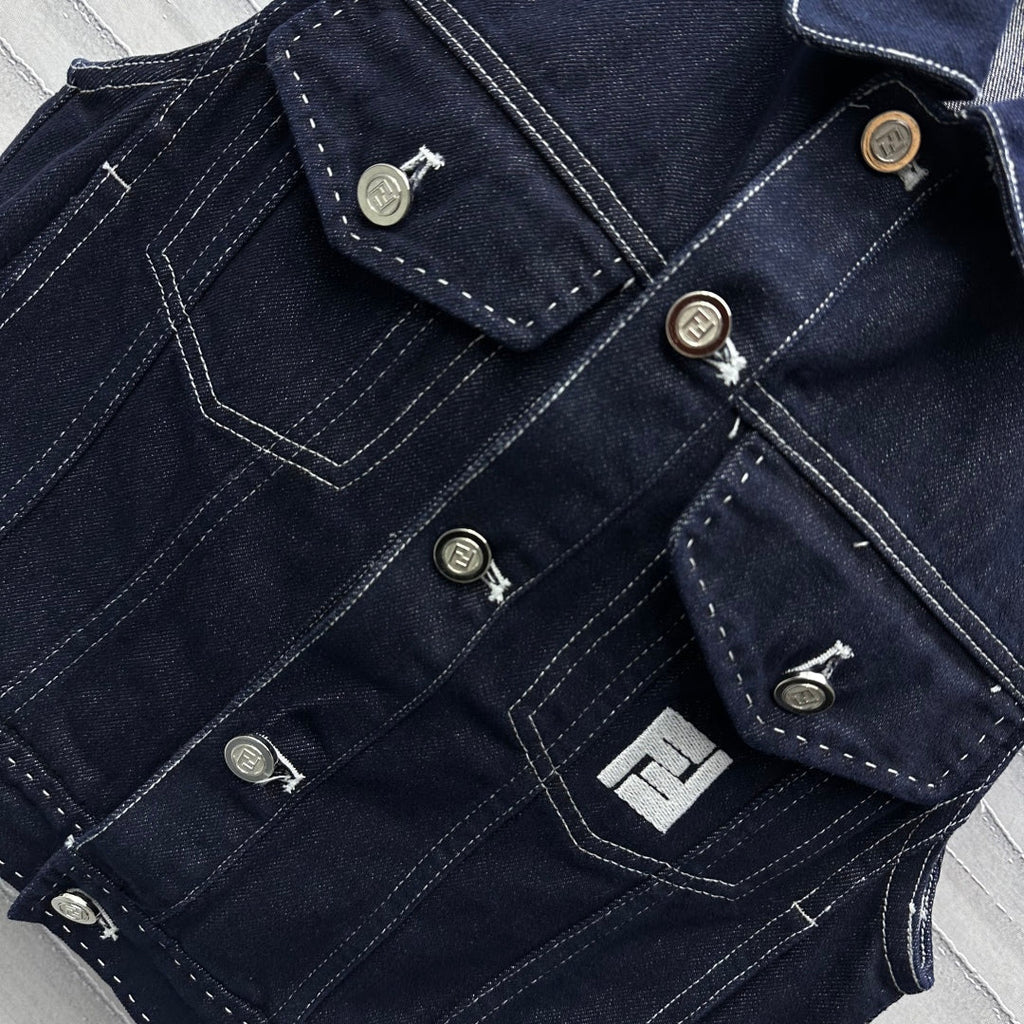 Fendi 25C Embroidered Denim Vest 228894