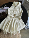 POLO COLLAR PINAFRORE DRESS 25S IN LINEN 267128