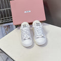 MIUMIU 25S SNEAKERS IN WHITE SUEDE WITH SHEARLING