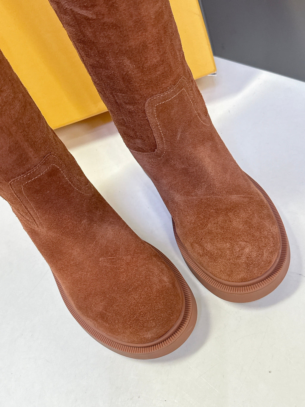FENDI 25S HIGH-CUT BOOTS IN BROWN SUEDE