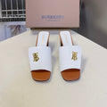 BURBERRY 26S HIGH HEEL MULE SANDALS 60MM IN WHITE CALFSKIN