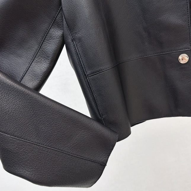 HERMES 25S STAND-COLLAR LEATHER JACKET 454